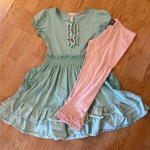 Charming Green and Pink Kids Dress Set